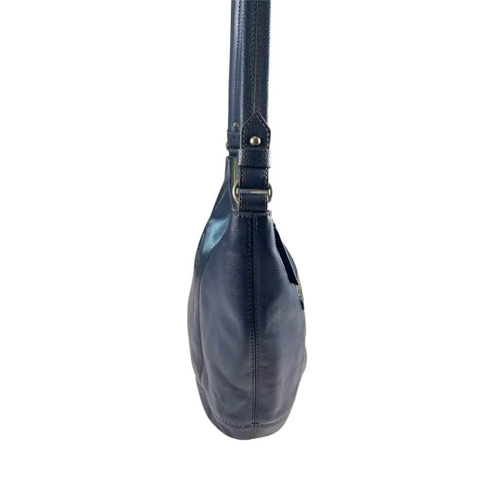 The Sak Sequoia Leather Hobo Bag Indigo/ Navy New Slouchy Pebbled Charm Boho
